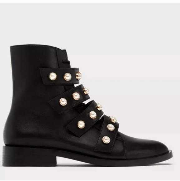 Bloggers Fav Zara Pearl Moto Biker Boots - Picture 4 of 15